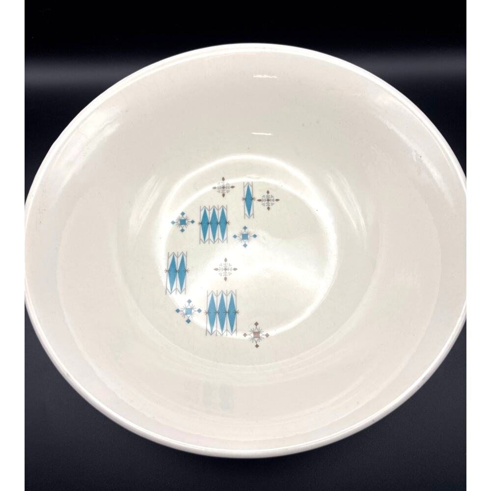 Mount Clemens ‘Modern Blue’ Vintage MCM Serving Bowl Atomic Aqua & Gray Design